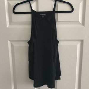 Express | Black Ruffle High Neck Tank Top